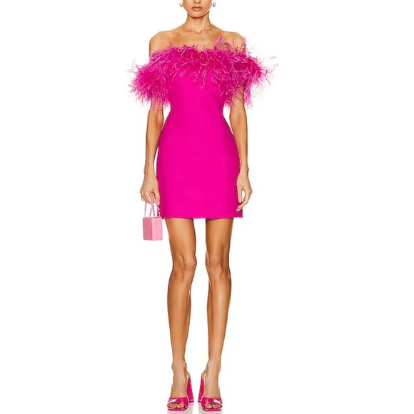 Valentino Women's Crepe Couture Short Dress With Feather Embroidery - Picture 2 of 4